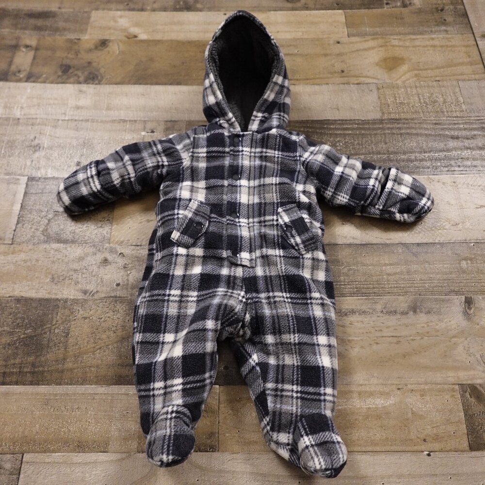 First Impressions baby fleece snowsuit 3-6 months plaid